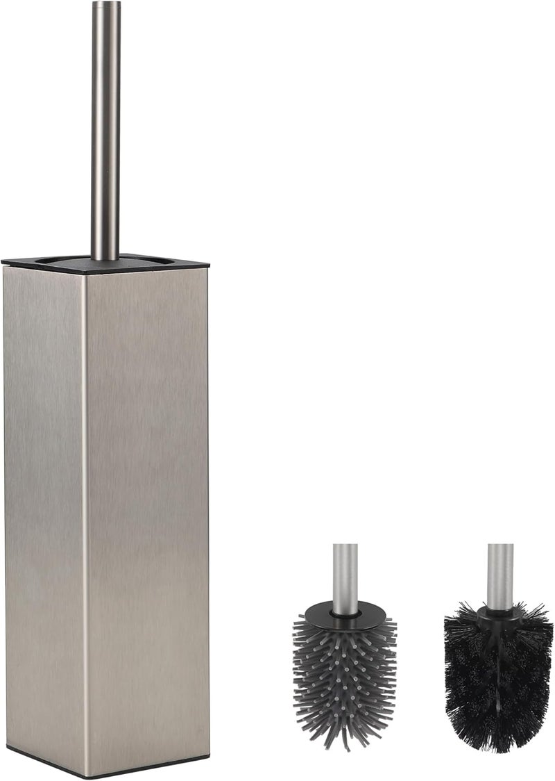 BVL Toilet Brush and Holder Set Brushed Nickel Toilet Bowl Cleaner Brush Freestanding for Bathroom - Image 1